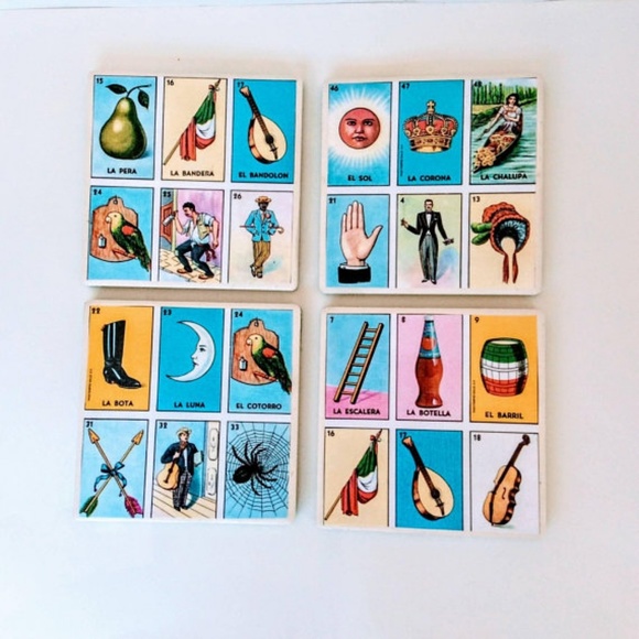 ✨Beautiful handmade Loteria Coasters 🇲🇽set of 4 - Picture 4 of 4